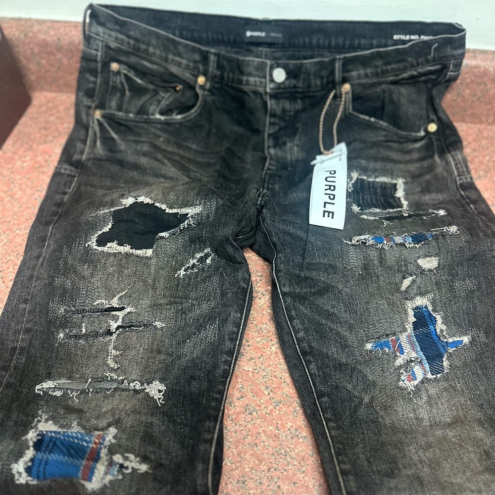MEN PURPLE JEANS PATCH WORK.